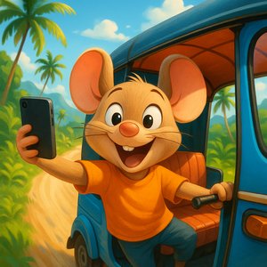 Tuk‑Tuk Selfie: Tropical Mouse Adventure