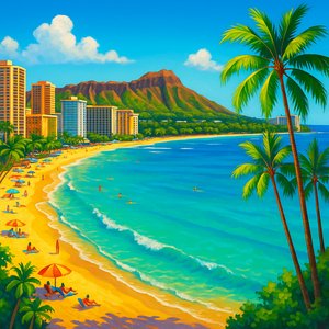Waikiki Sunrise — Diamond Head and Turquoise Shores