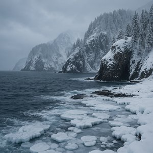 Winter Coastline at Kenai Fjords