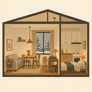 Căn hộ cắt ngang phong cách Bắc Âu thập niên 1970 — Nội thất Hygge ấm cúng