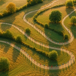 Aerial View of Winding Cross Country Course at Golden Hour
