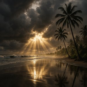 After the Tempest: Sunrays Over a Bali Shore