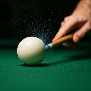 Chalk Burst: Cue Tip Striking Cue Ball