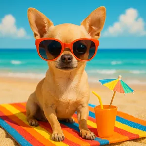 Chihuahua in Sunglasses Enjoying a Beach Day