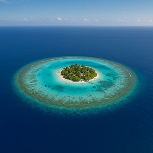 Circular Atoll — Maldives Aerial Panorama