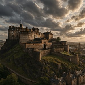 Edinburgh Castle on Castle Rock — Dramatic Wide-Angle Vista