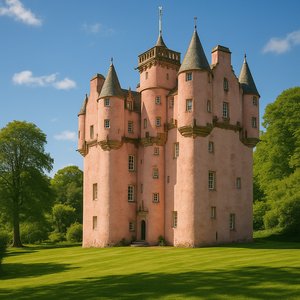 Fairytale Pink Castle in Sunlight