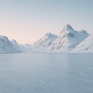 Frozen Fjord at Dawn — Greenland Peaks