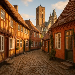 Golden Hour in Ribe: Medieval Street to the Cathedral