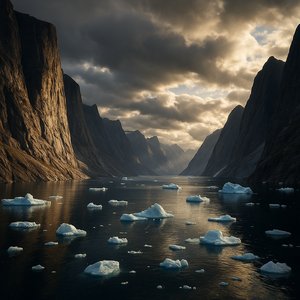Golden Light Over an East Greenland Fjord
