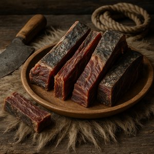Inuit-style Preserved Meat on Rustic Platter