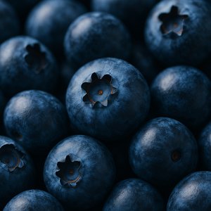 Macro Blueberries with Natural Bloom