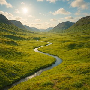 Meandering Summer Valley — Greenland Tundra