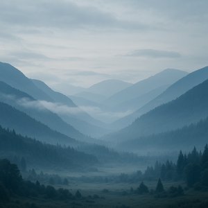 Misty Mountain Valley at Dawn