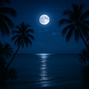 Moonlit Maldives: Calm Ocean Under a Full Moon