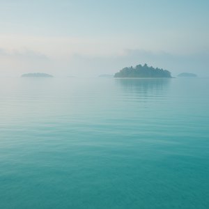 Morning Mist Over a Maldives Lagoon