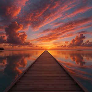Pier to the Sun: Maldives Sunset Reflection