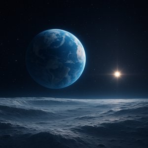 Lever de planète sur un horizon glacé