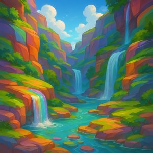 Regenbogenfälle im verzauberten Canyon