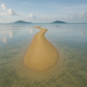 Sinuous Sandbank at Low Tide — Koh Samui