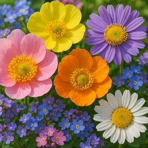 Mosaïque de floraisons printanières — Fleurs en macro ultra‑détaillées