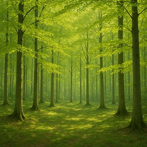 Spring Light in a Danish Beech Forest