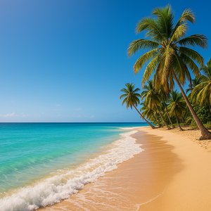 Sunlit Caribbean Shoreline in Venezuela