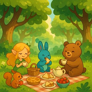 Sonniges Picknick im verwunschenen Wald