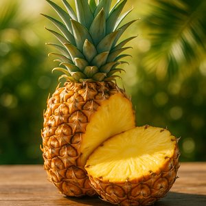 Sunlit Pineapple with Juicy Golden Slice