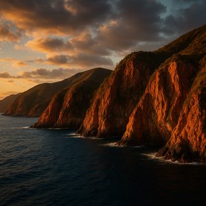 Sunset on Mochima's Crimson Cliffs