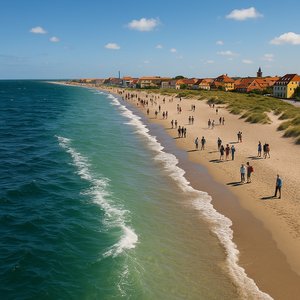 Where the North Sea Meets the Baltic — Skagen Beachfront in Bright Sunlight