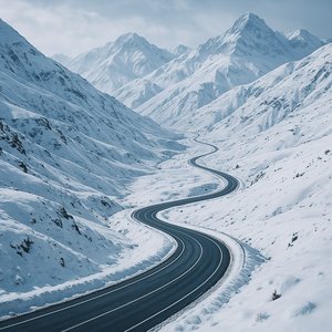Winding Winter Pass — Alborz Peaks