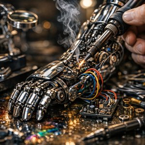 Заводной дирижёр: ремонт роботизированной руки (макро)
