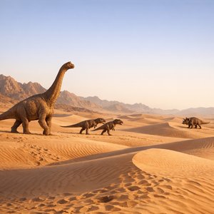 Migration à l'aube à travers les dunes