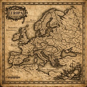 Europa — gravierte Karte im Stil des 19. Jahrhunderts