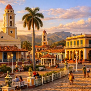 Hora Dourada na Plaza Mayor de Trinidad