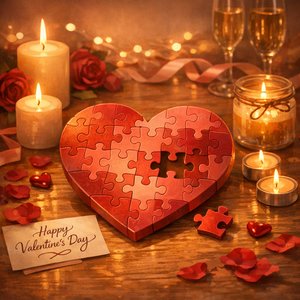 Puzzle de corazón: Noche de San Valentín