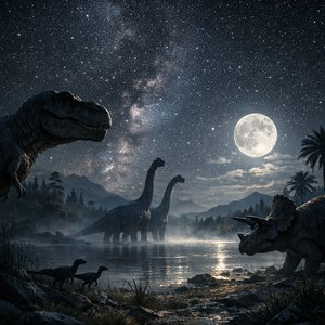 Les gardiens au clair de lune du lac préhistorique