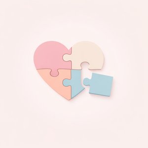 Puzzle Corazón Pastel — Ilustración Minimalista de San Valentín