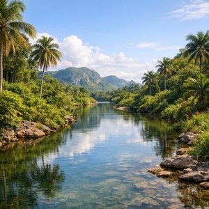 Rio Entre o Verde Cubano