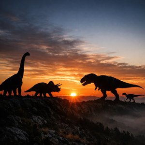 Lever du soleil sur une crête préhistorique