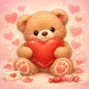Tierno osito de San Valentín con corazón