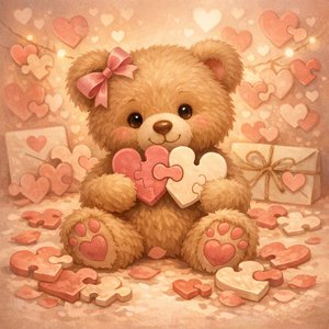Puzzle del osito de San Valentín con corazón