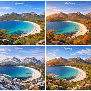 Wineglass Bay a través de las estaciones — Parque Nacional Freycinet