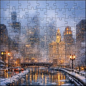 Chiếc voan mùa đông trên sông — Puzzle Chicago
