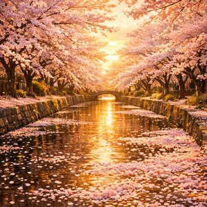 夕映えの桜運河