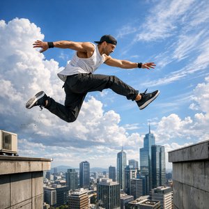 Salto en azoteas: parkour urbano en el aire
