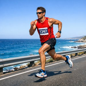 Sprint costero: Corredor de maratón junto al océano