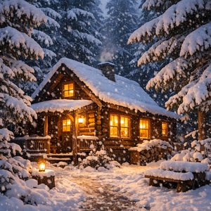 Ánh Ấm Cabin Trong Tuyết