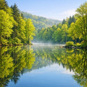 Matin de printemps sur le lac Miroir